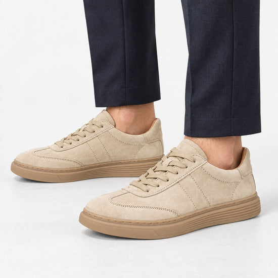 Suede cupsole sneakers with tonal laces