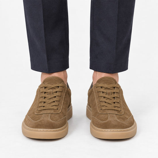 Suede cupsole sneakers with tonal laces