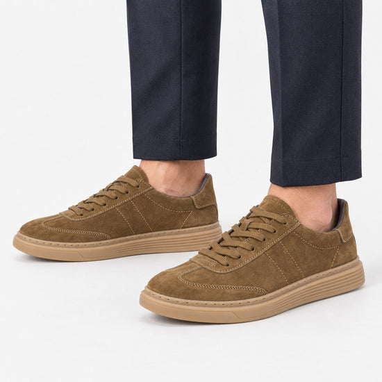 Suede cupsole sneakers with tonal laces