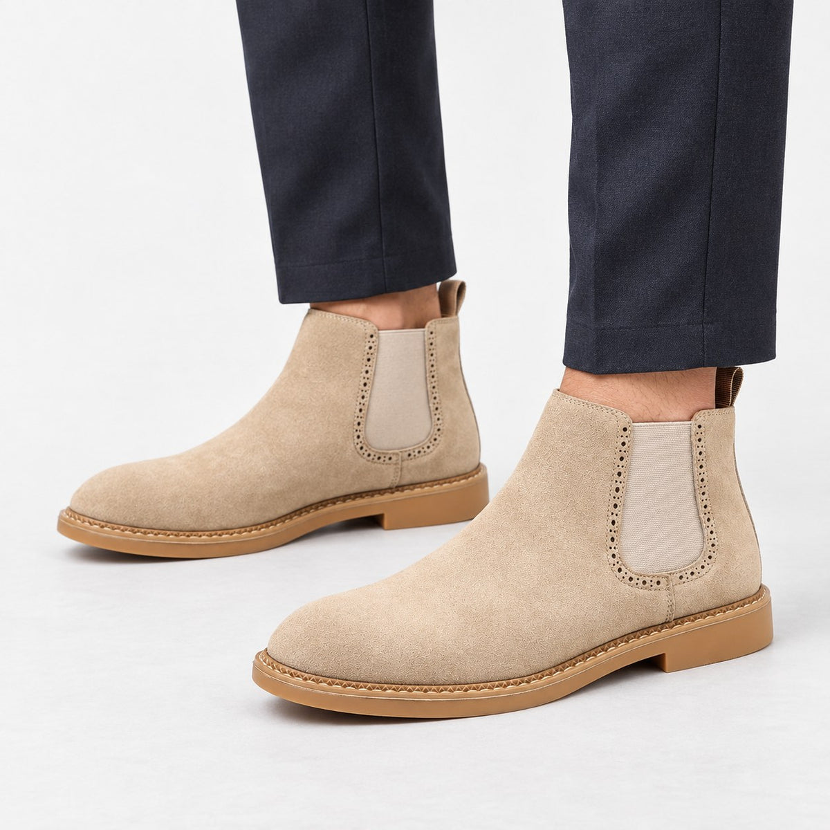 Suede finish leather chelsea boots