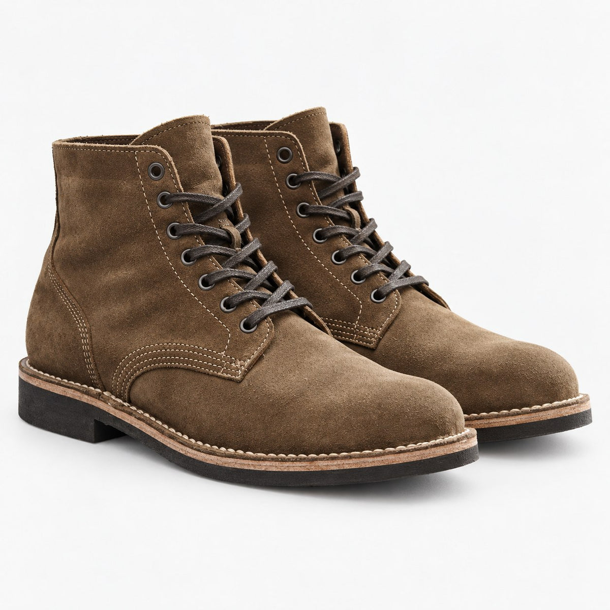 Suede plain toe lace up ankle boots