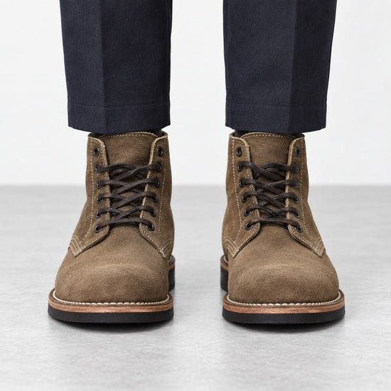 Suede plain toe lace up ankle boots
