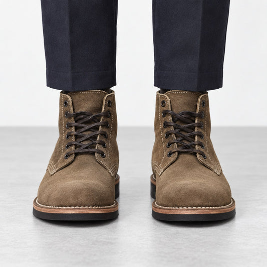 Suede plain toe lace up ankle boots