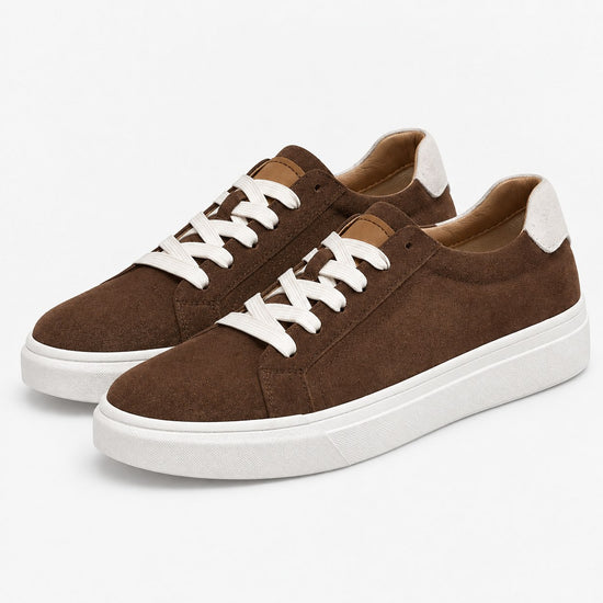 Suede sneakers with contrast heel tabs