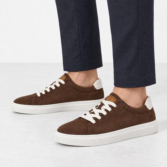 Suede sneakers with contrast heel tabs