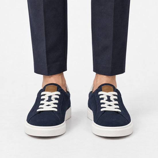 Suede sneakers with contrast heel tabs