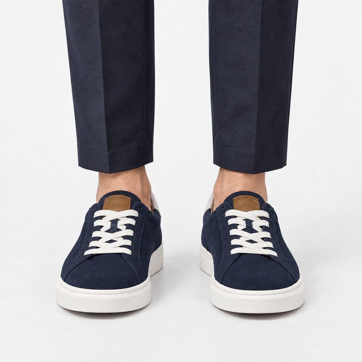 Suede sneakers with contrast heel tabs