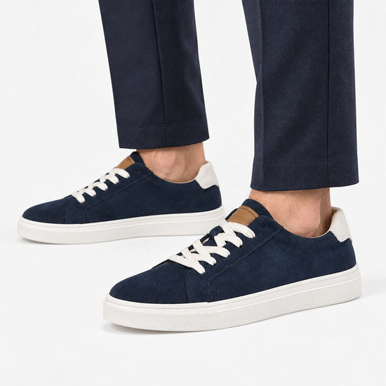 Suede sneakers with contrast heel tabs