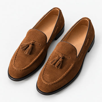 Suede tassel loafers with rubber soles