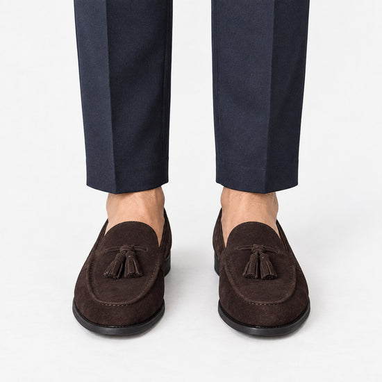 Suede tassel loafers with rubber soles
