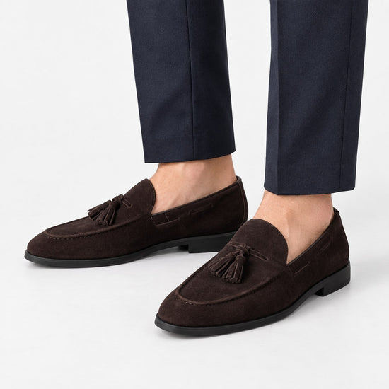 Suede tassel loafers with rubber soles