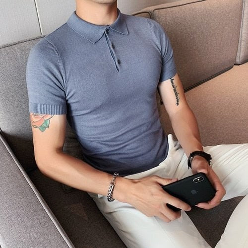 Summer cotton short-sleeve polo shirt