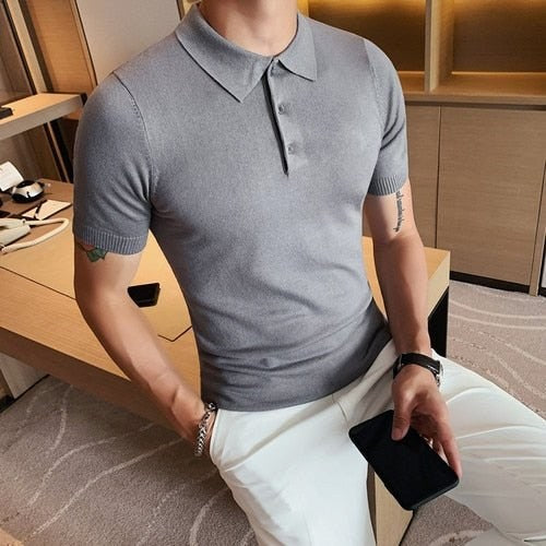 Summer cotton short-sleeve polo shirt
