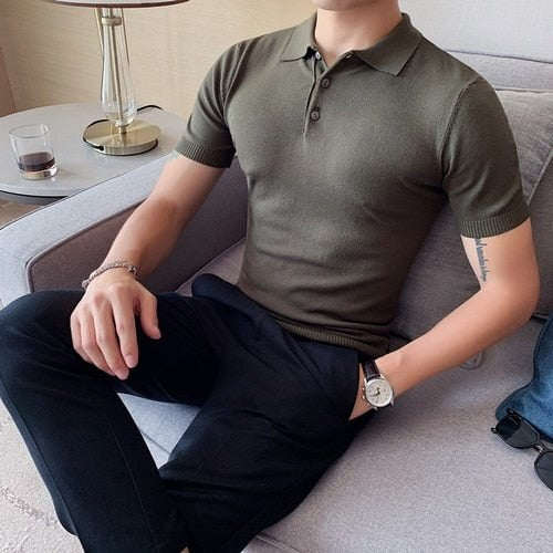 Summer cotton short-sleeve polo shirt
