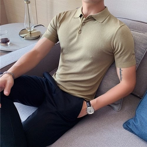 Summer cotton short-sleeve polo shirt