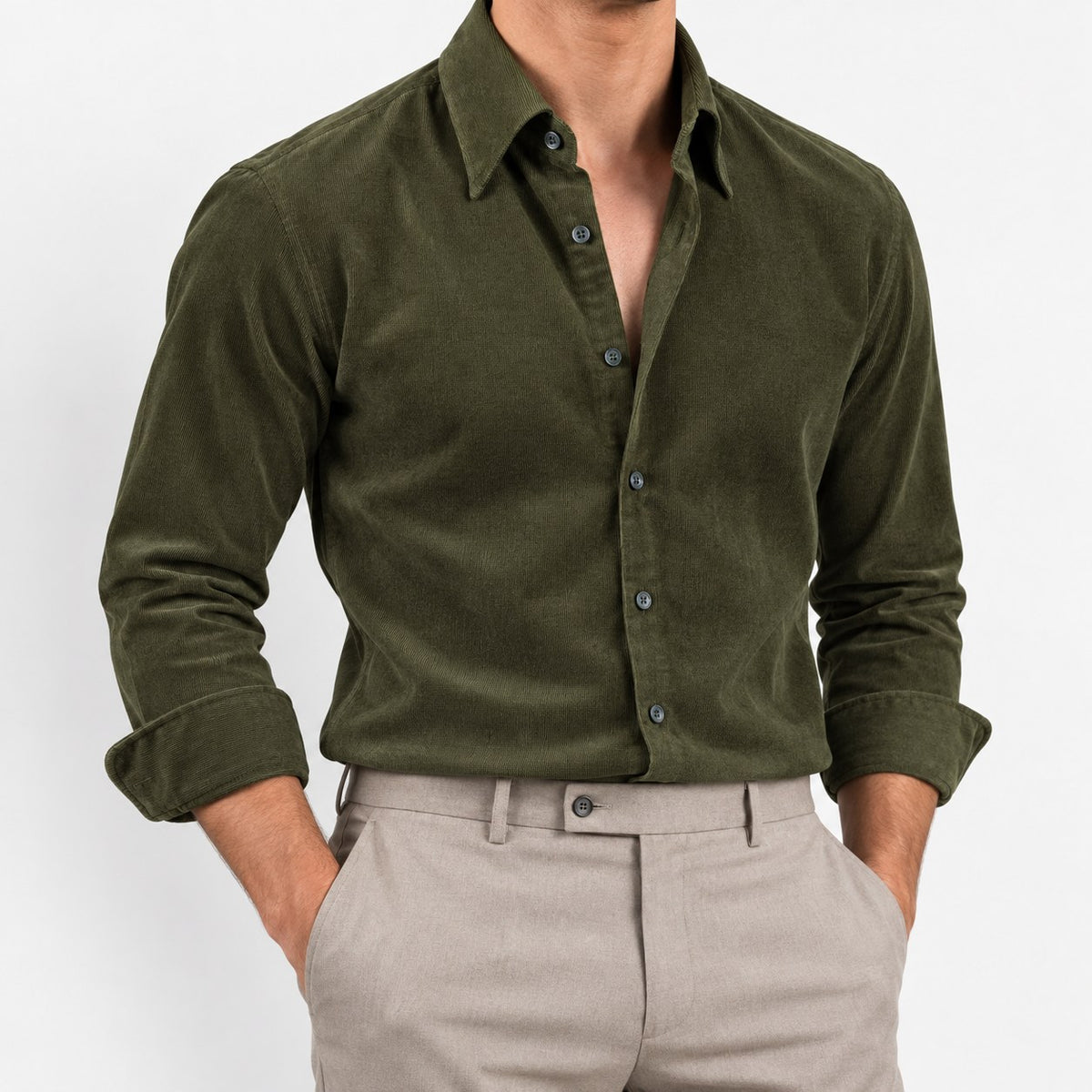 Textured cotton long sleeve shirt