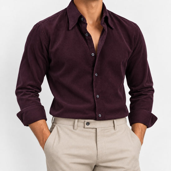 Textured cotton long sleeve shirt