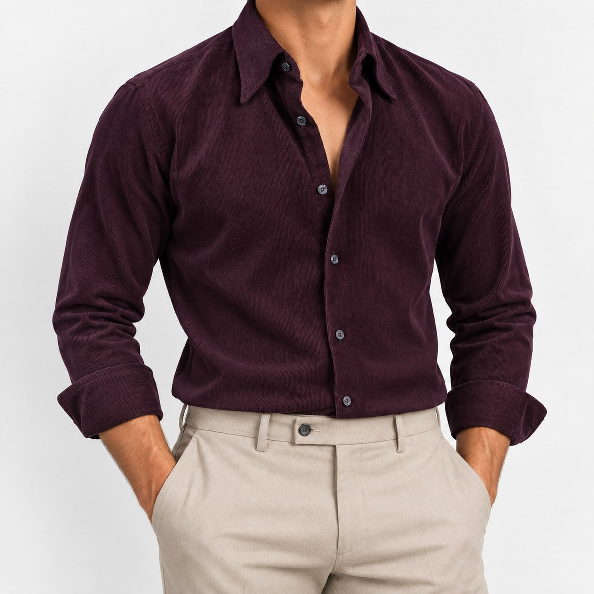 Textured cotton long sleeve shirt