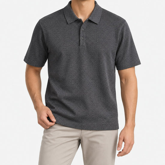 Textured lyocell short sleeve knit polo