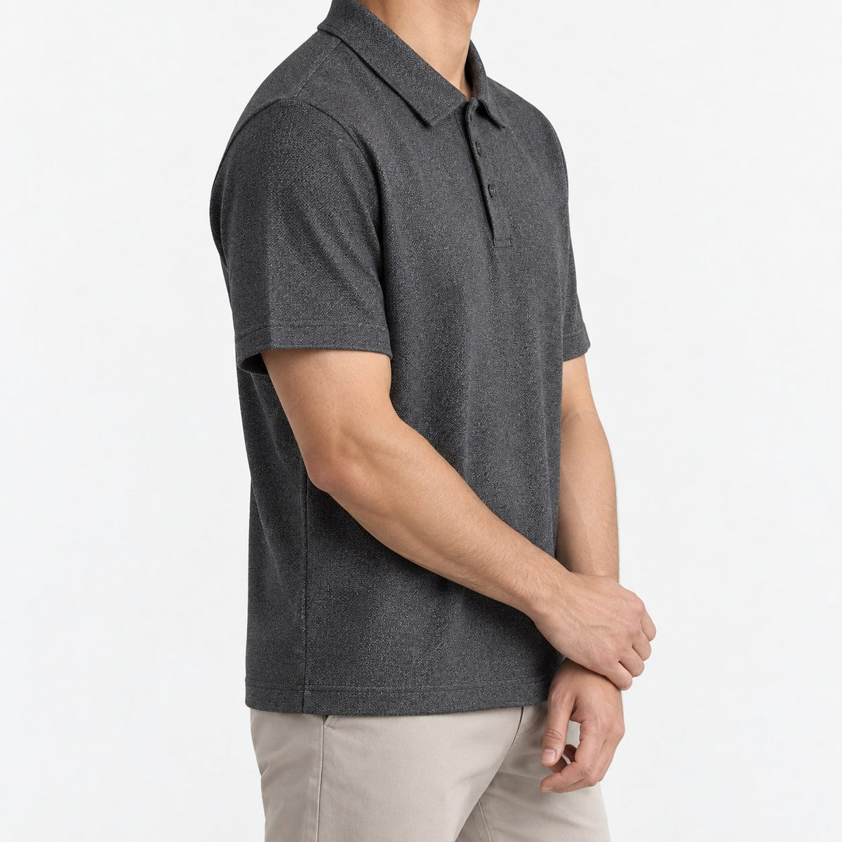Textured lyocell short sleeve knit polo