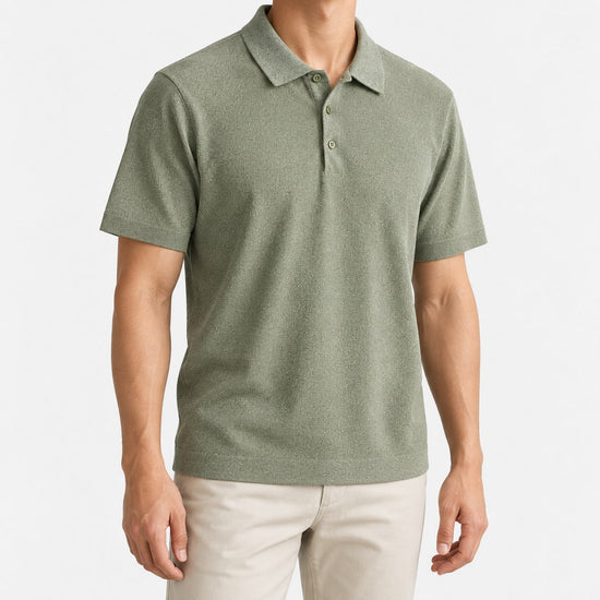 Textured lyocell short sleeve knit polo