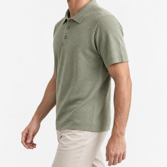 Textured lyocell short sleeve knit polo