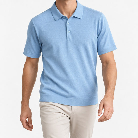 Textured lyocell short sleeve knit polo