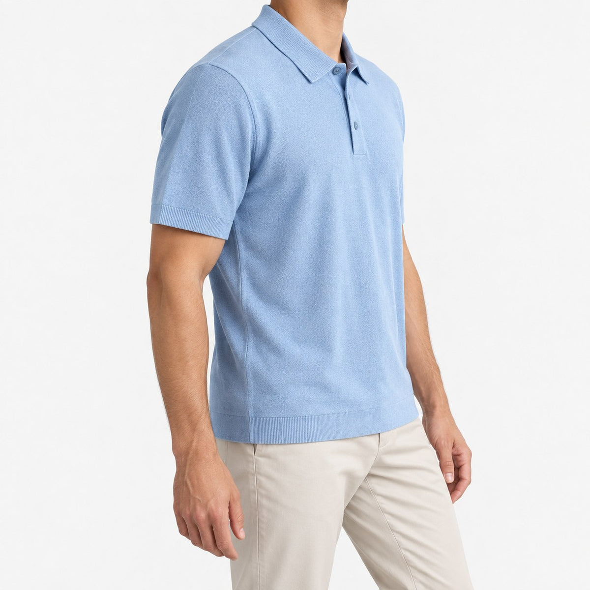 Textured lyocell short sleeve knit polo