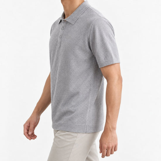 Textured lyocell short sleeve knit polo