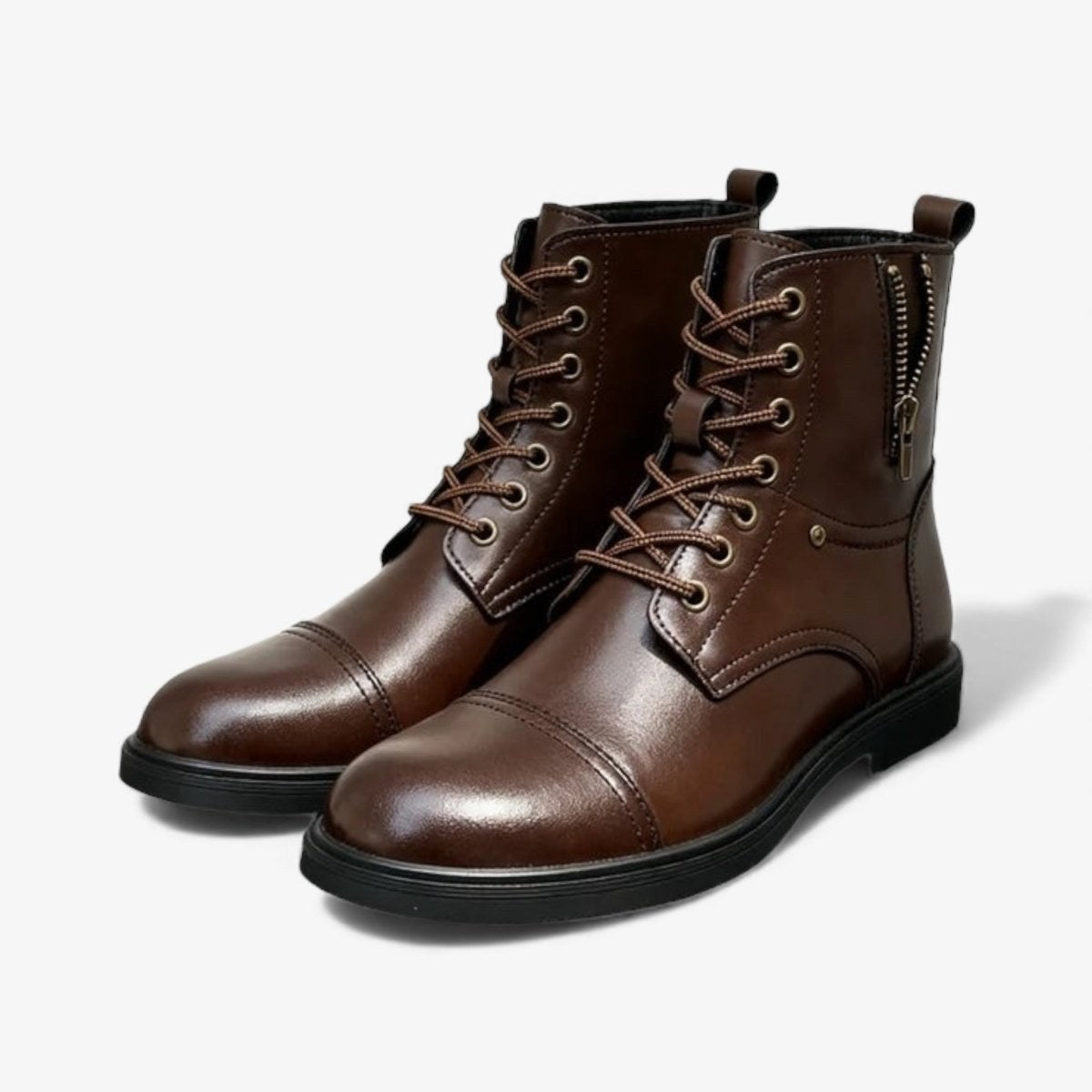 Thick-sole moto high-top boot