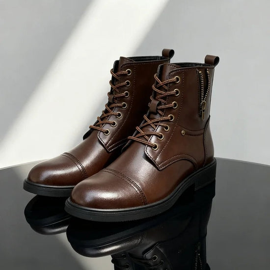 Thick-sole moto high-top boot