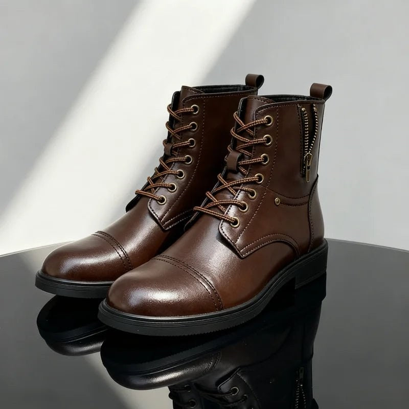 Thick-sole moto high-top boot