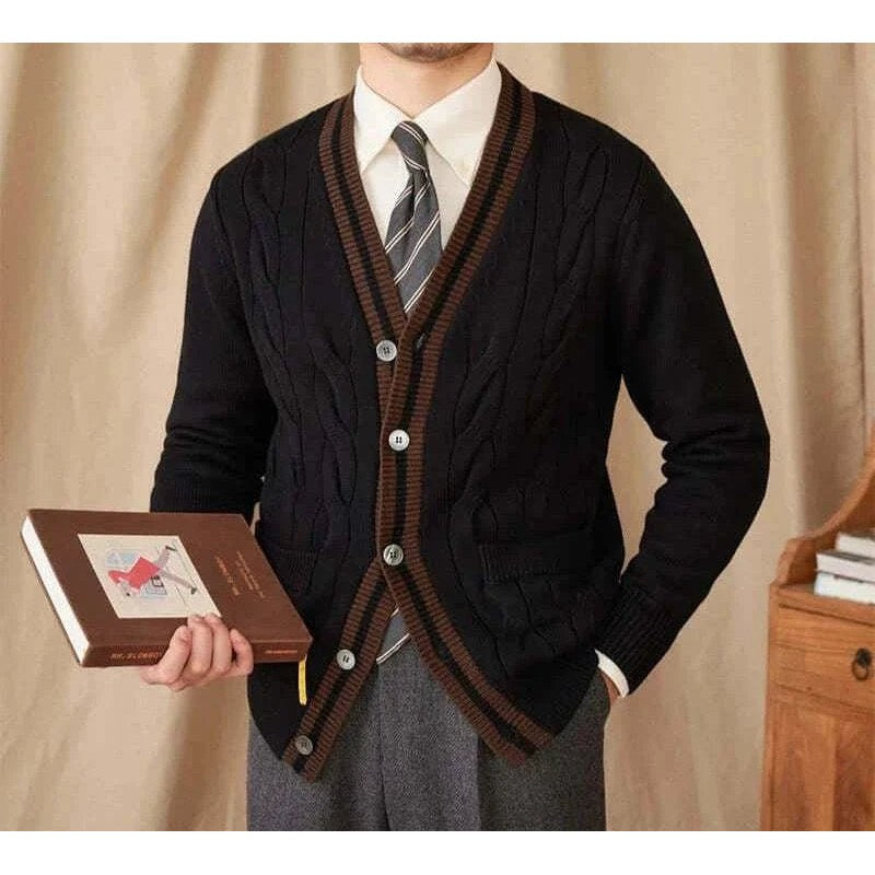 Twisted knit cardigan italian vintage style