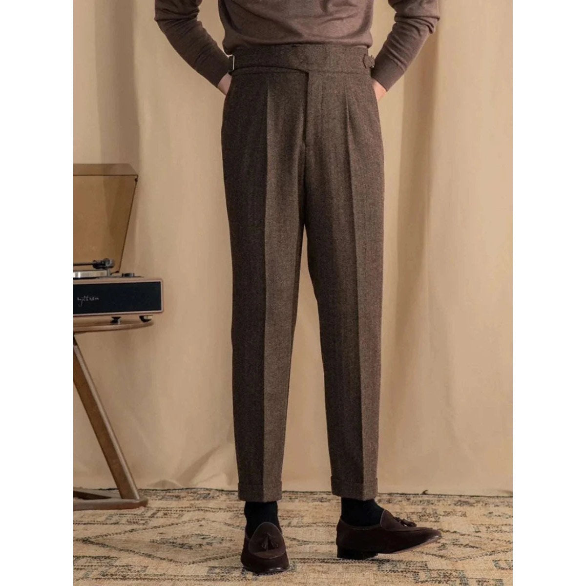 Vintage wool herringbone pants
