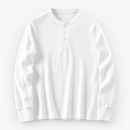 Waffle knit long sleeve henley