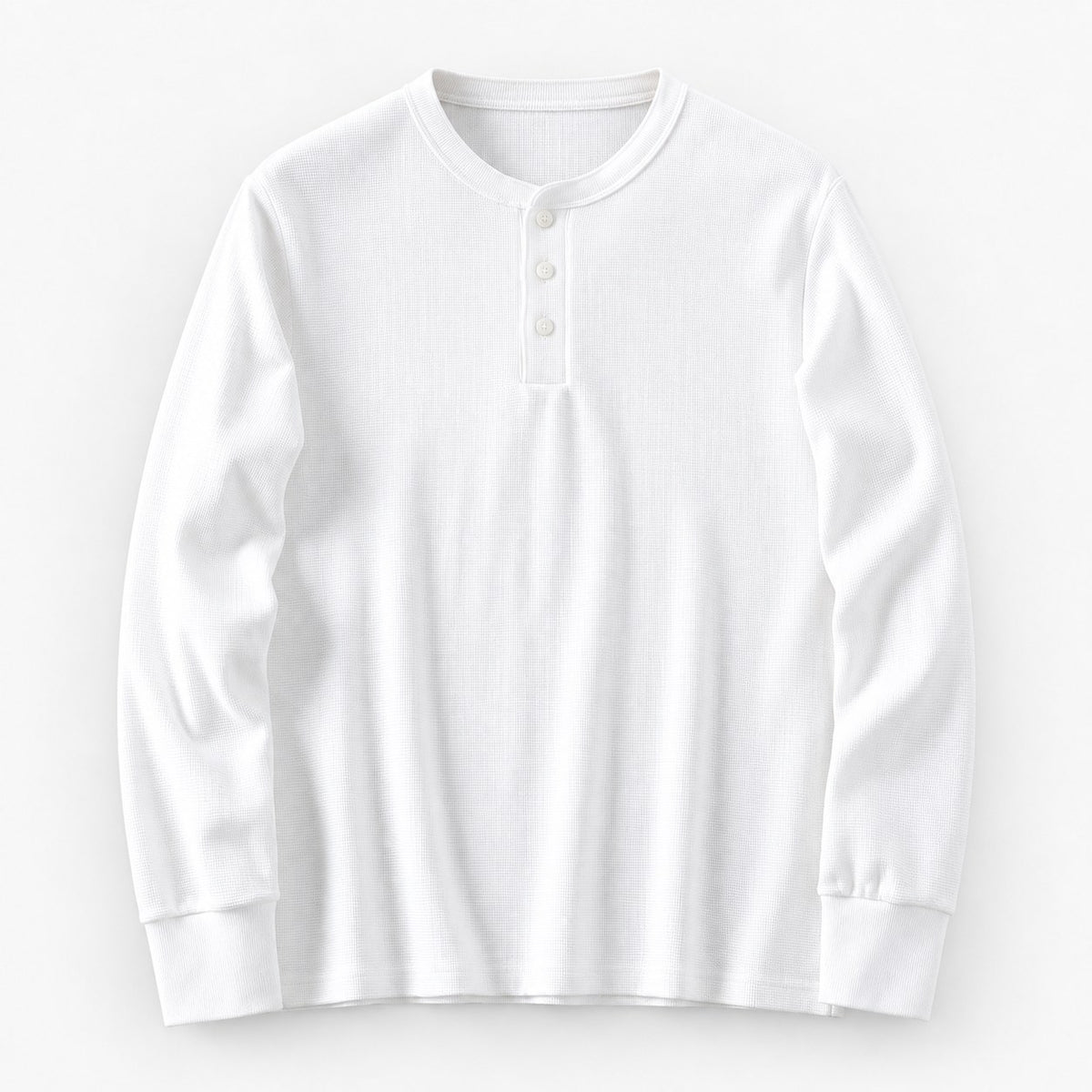Waffle knit long sleeve henley