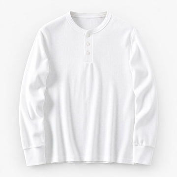 Waffle knit long sleeve henley