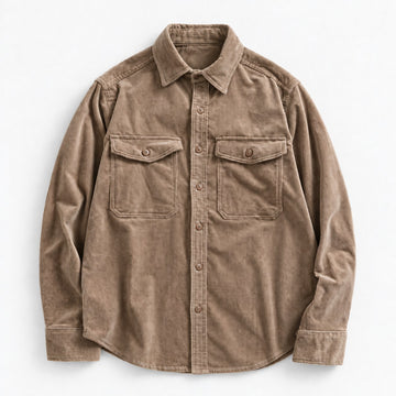 Washed cotton corduroy double pocket shirt