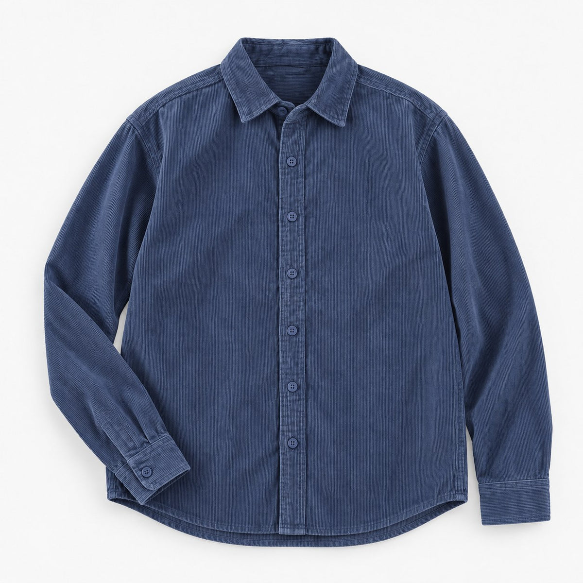 Washed cotton corduroy shirt with a clean front