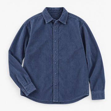 Washed cotton corduroy shirt with a clean front