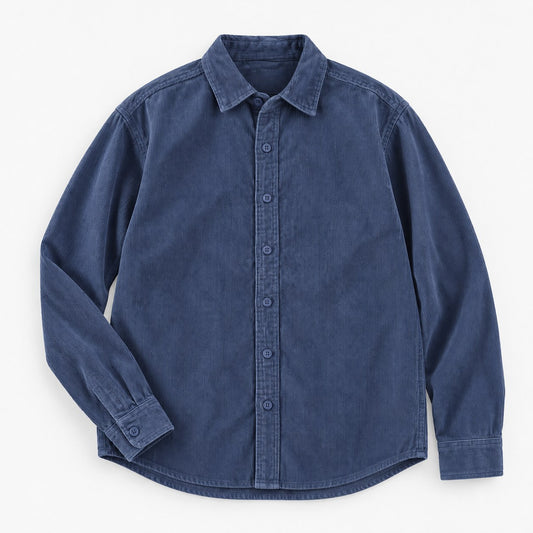 Washed cotton corduroy shirt with a clean front