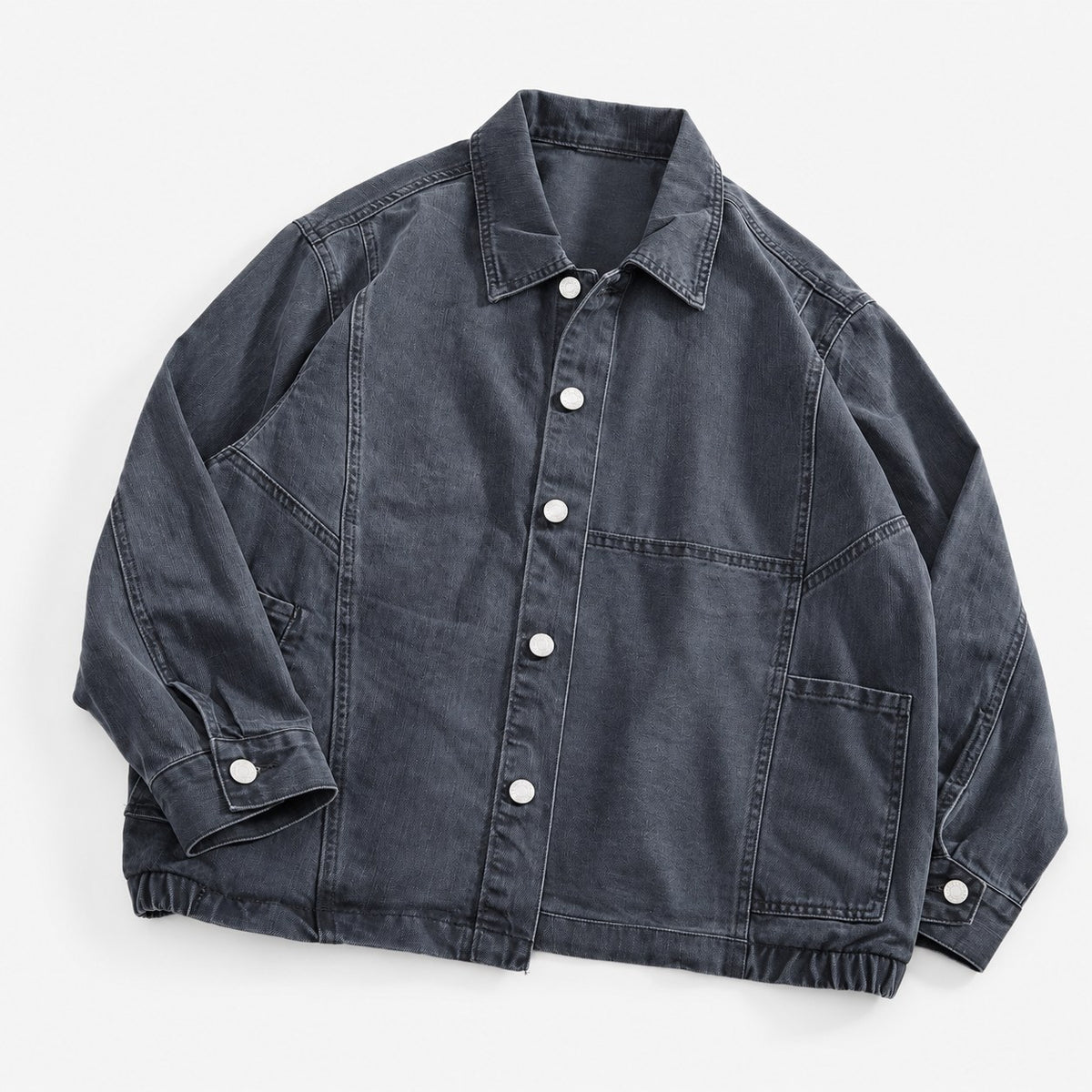 Washed cotton jacket with a gathered hem