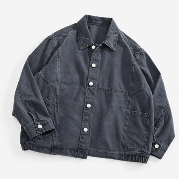 Washed cotton jacket with a gathered hem