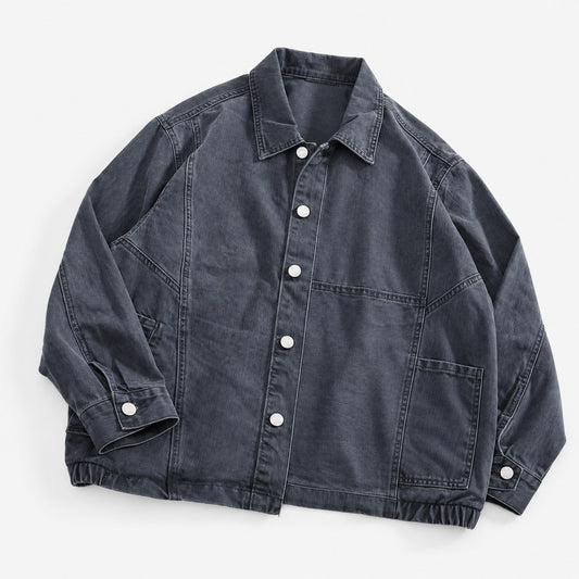Washed cotton jacket with a gathered hem