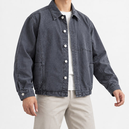 Washed cotton jacket with a gathered hem
