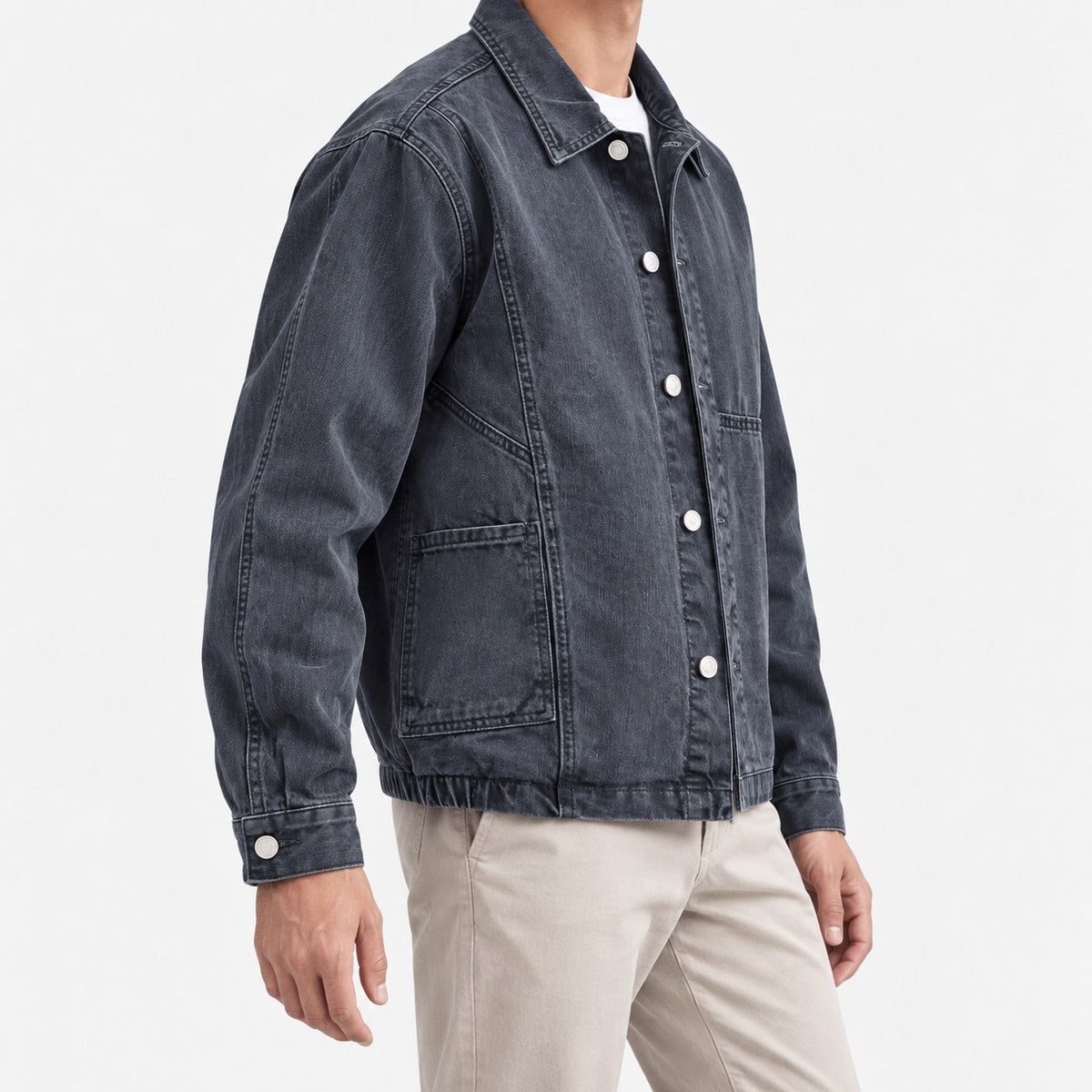 Washed cotton jacket with a gathered hem