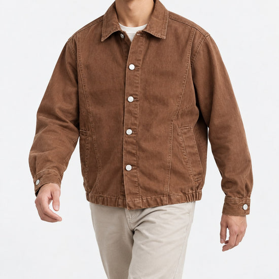 Washed cotton jacket with a gathered hem