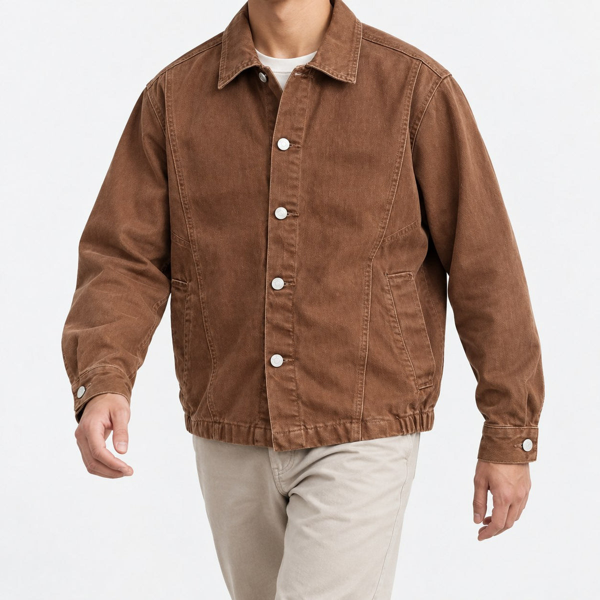 Washed cotton jacket with a gathered hem