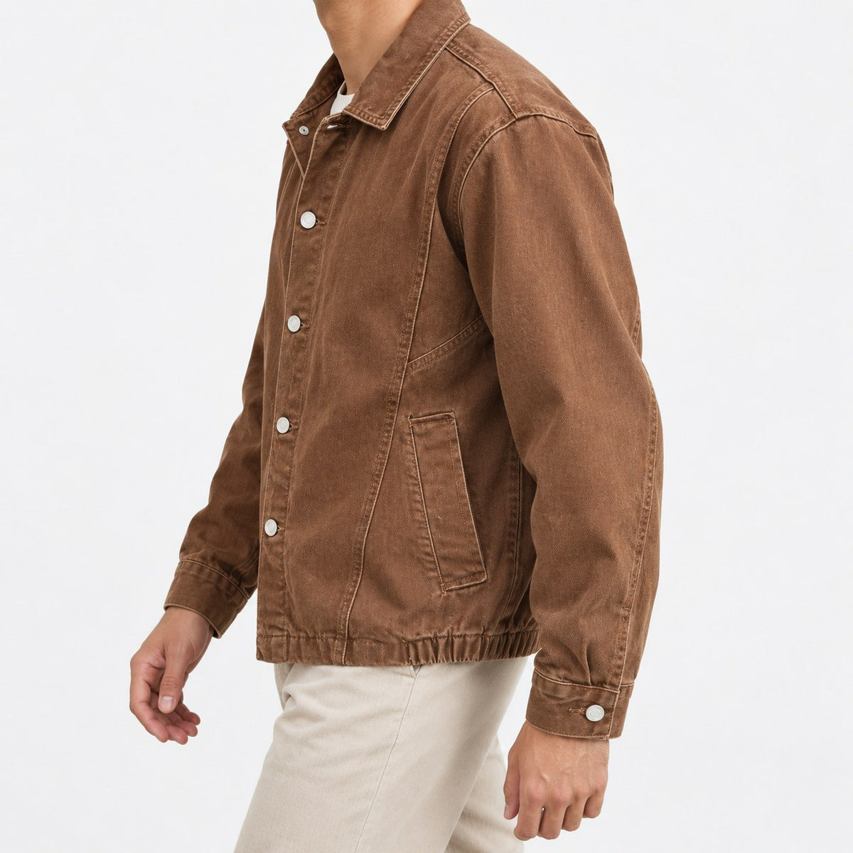 Washed cotton jacket with a gathered hem