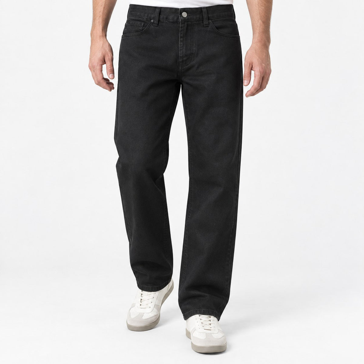 Washed cotton twill five pocket trousers
